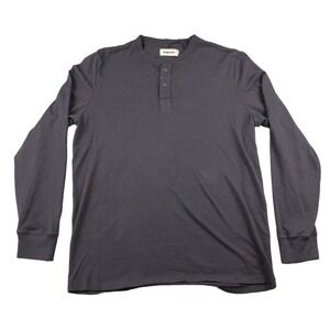 Taylor Stitch‎ Henley Shirt Men 40 / Medium Navy Long Sleeve Button Front Casual